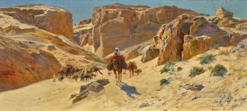  Desert Painting - A DESERT CARAVAN Eugene Girardet Orientalist